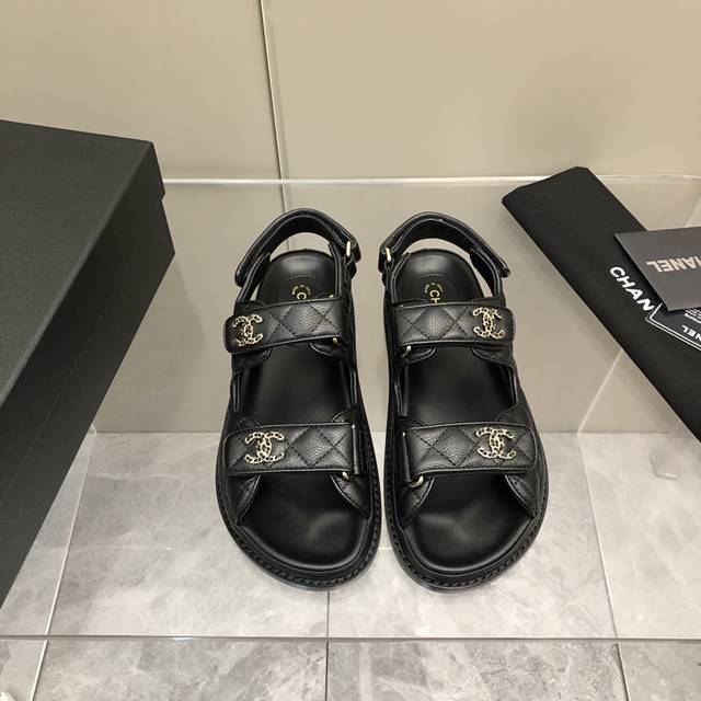 샤넬 CC로고 벨크로 여성 샌들