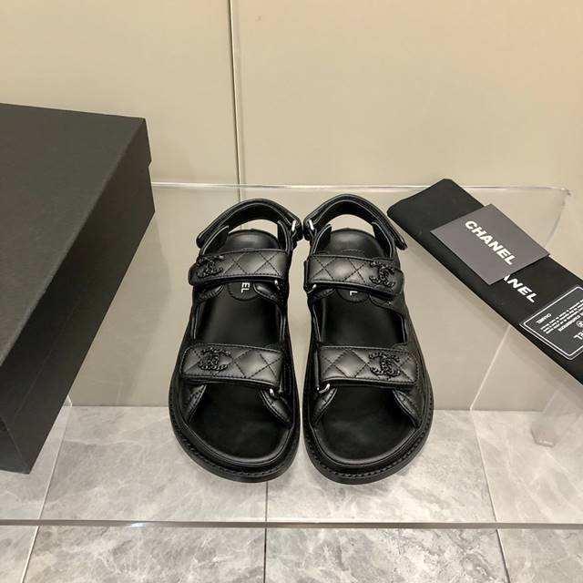 샤넬 CC로고 벨크로 여성 샌들