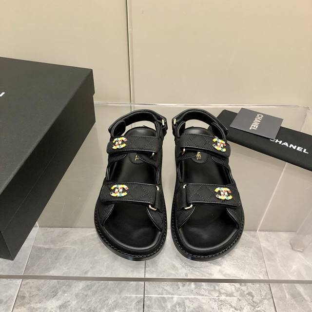 샤넬 CC로고 벨크로 여성 샌들