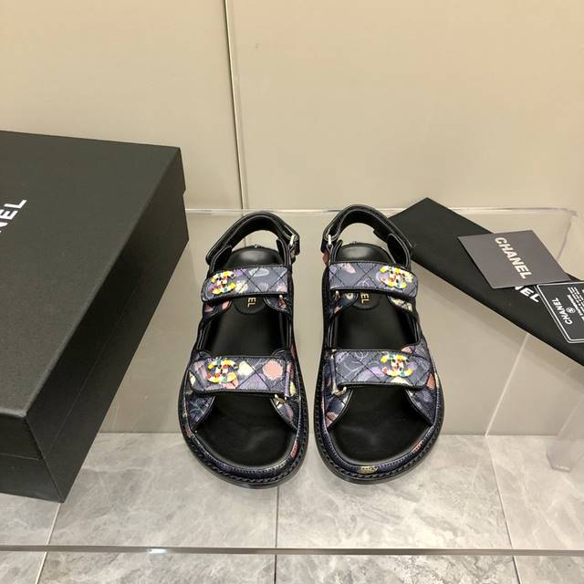 샤넬 CC로고 벨크로 여성 샌들