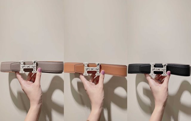 에르메스 H 로고 가죽 벨트 32mm 3칼라