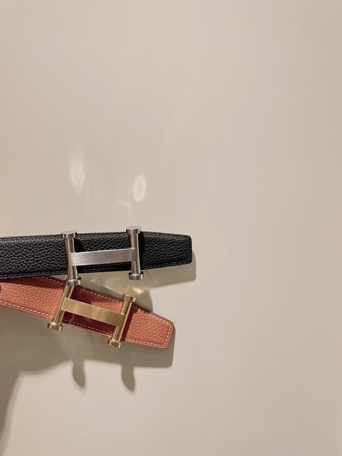 에르메스 H 로고 가죽 벨트 32mm 2칼라