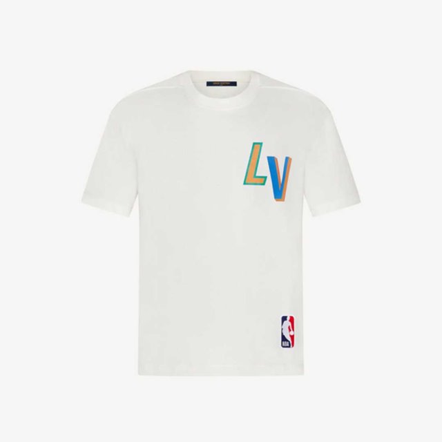 루이비통 NBA 프론트 앤 백 레터스 프린트 티셔츠 1A8X8R