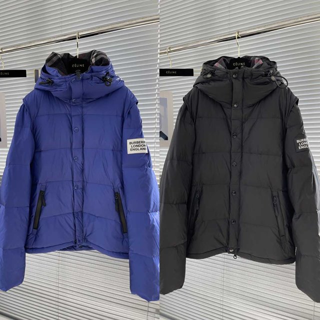 버버리 소매탈부착 다운 재킷 패딩 2칼라