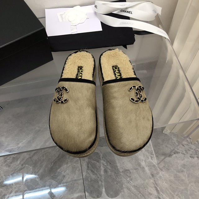 샤넬 여성 뮬 겨울 슬리퍼