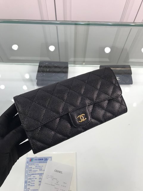 샤넬 클래식 장지갑 캐비어 A80758