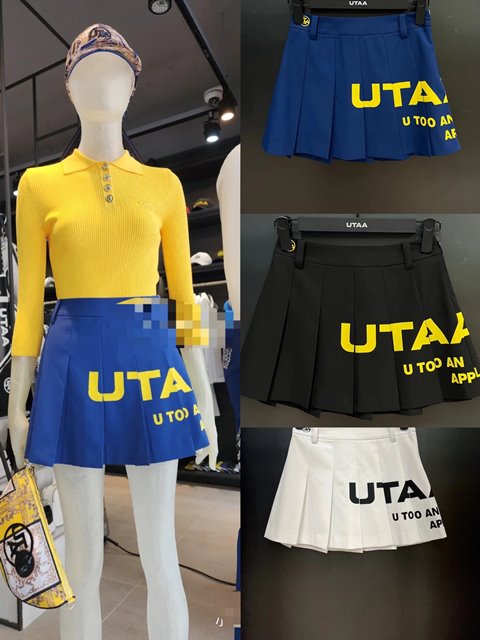 유타 UTAA 로고 플리츠 스커트 3칼라