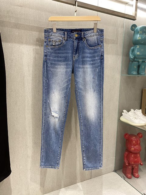 루이비통 남성 여름 데님 바지 팬츠