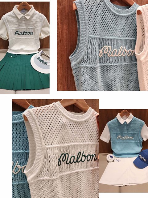 말본 MALBON 여성 나시 민소매 니트 2칼라
