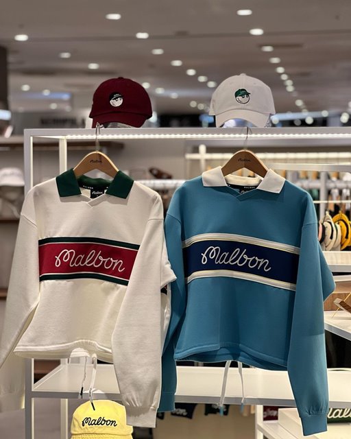 말본 MALBON 루즈핏 여성 맨투맨 라운드티 2칼라
