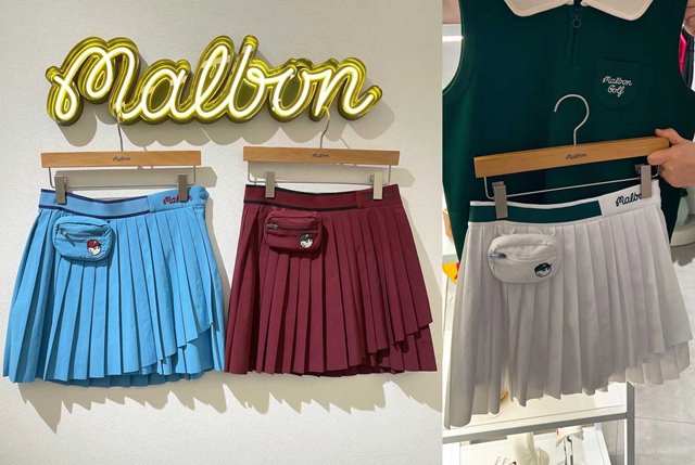말본 MALBON 플리츠 스커트 3칼라
