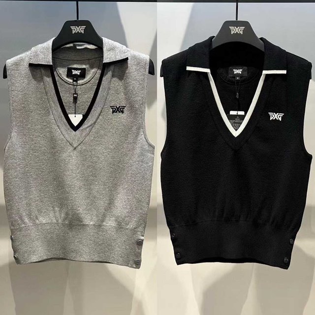 PXG 브이넥 여성 니트 조끼 2칼라