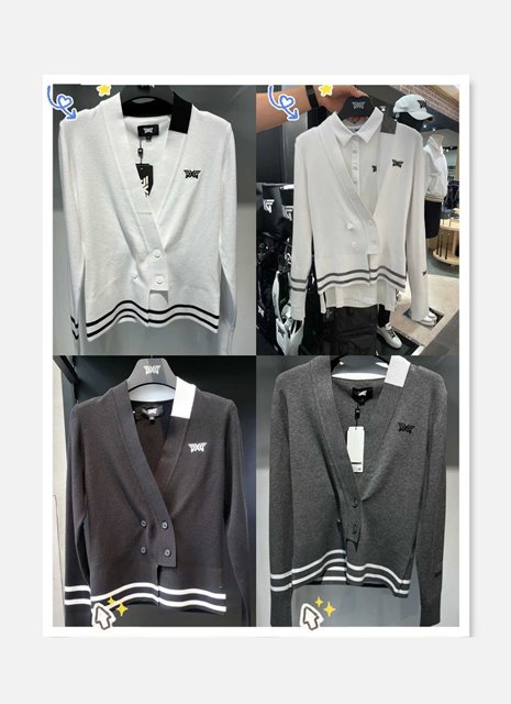 PXG 브이넥 여성 니트 가디건 4칼라