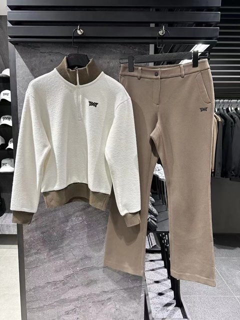 PXG 하이넥 루즈핏 반집업 여성 긴팔티