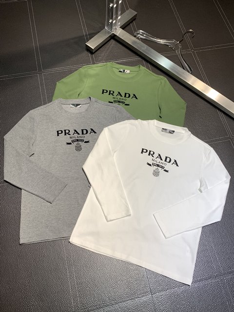 프라다 밀라노로고 남성 긴팔티 3칼라