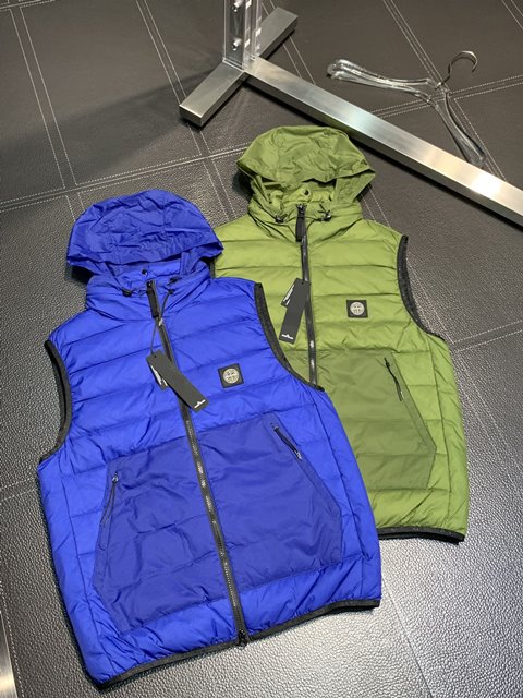 스톤 아일랜드 ST 후드 다운 베스트 조끼 패딩 2칼라