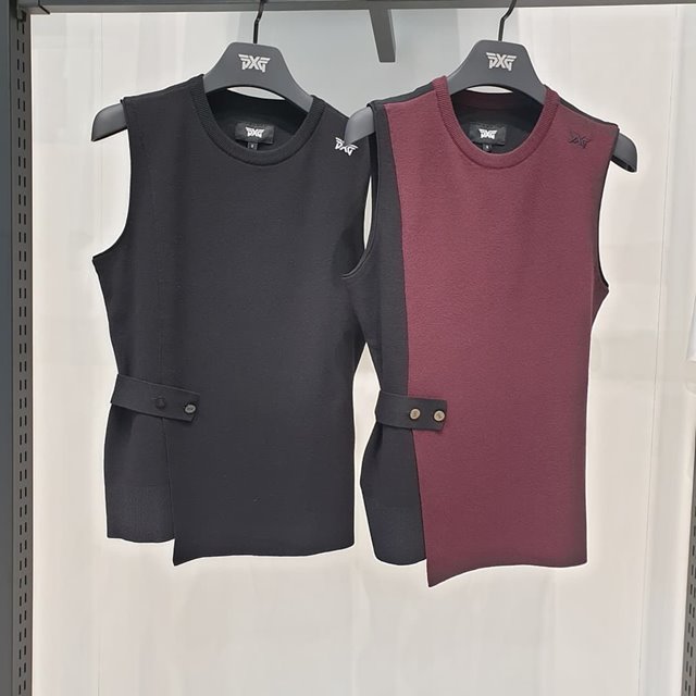 PXG 여성 베스트 민소매 니트 2칼라