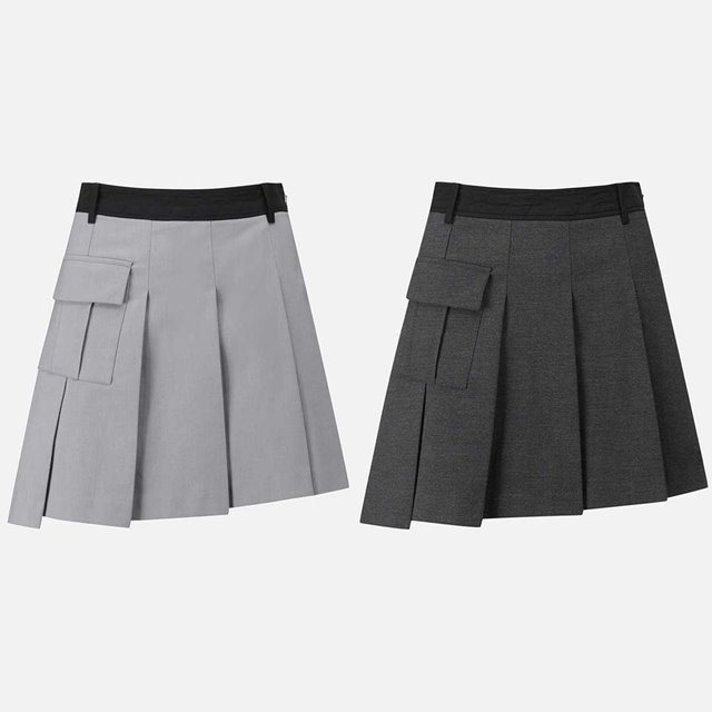 PXG 언밸런스 플리츠 스커트 2칼라