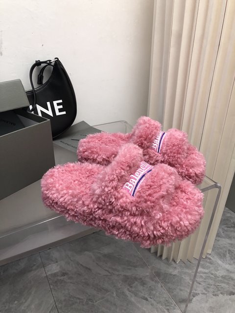발렌시아가 퍼리 FURRY 슬라이드 여성 샌들 슬리퍼