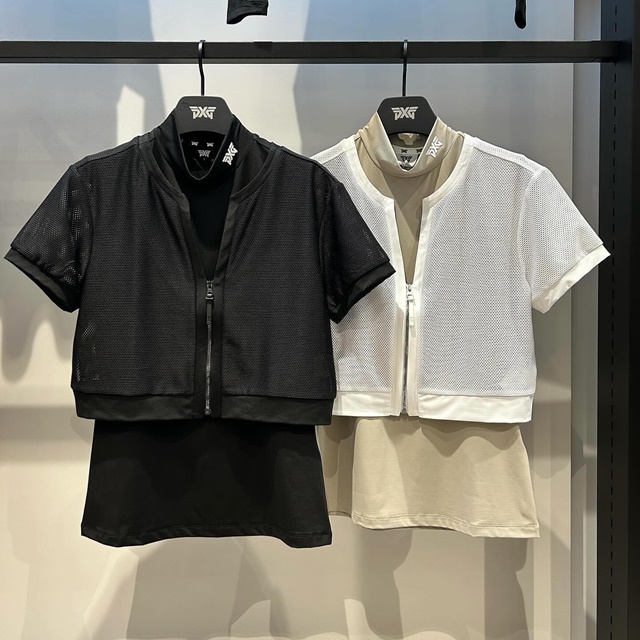 PXG 여성 투피스 민소매+반팔 집업 세트 2칼라