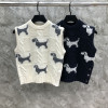 톰브라운 여성 베스트 니트 조끼 2칼라