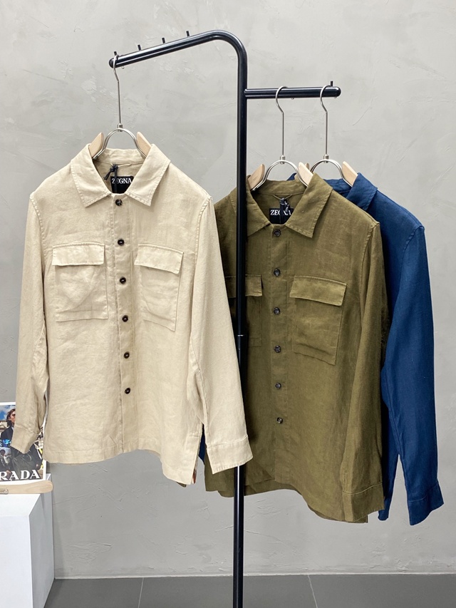 제냐 ZEGNA 린넨 오버셔츠 3칼라