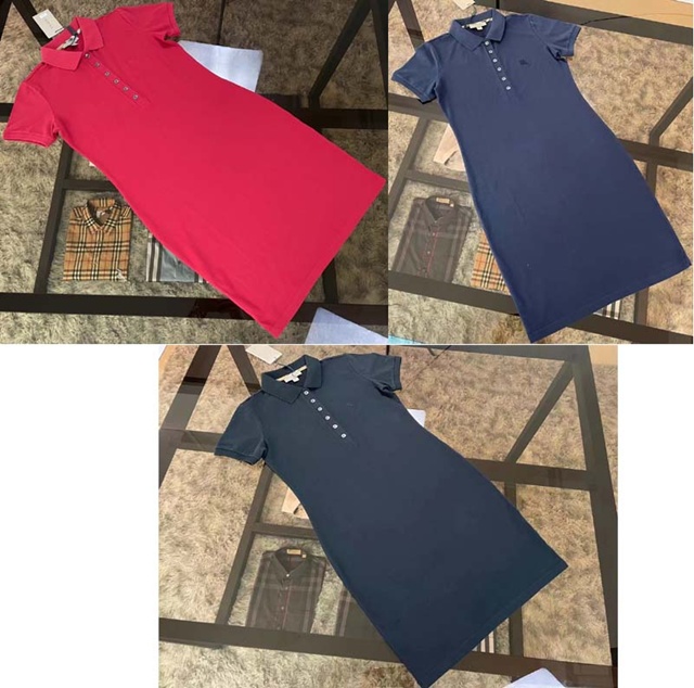 버버리 반팔 롱 원피스 3칼라