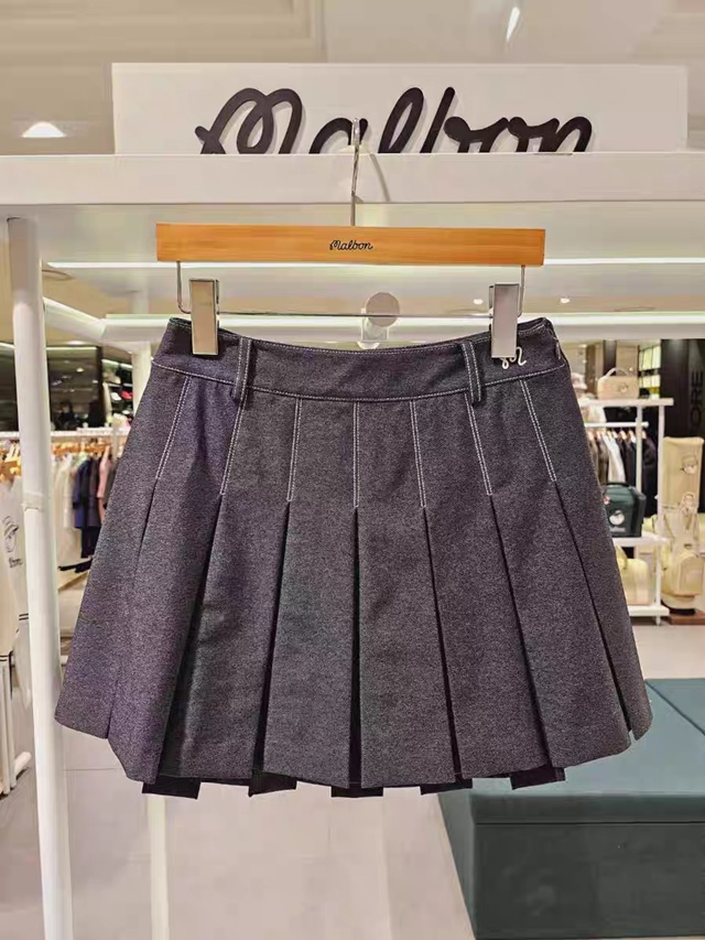 말본 여성 데님 플리츠 스커트
