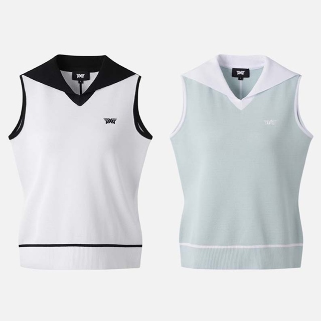 PXG 여성 베스트 니트 탑 조끼 2칼라