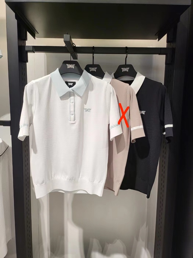 PXG 여성 폴로 카라 반팔 니트 2칼라