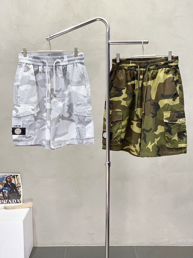 디올 x 스톤아일랜드 남성 밴딩 쇼츠 반바지 2칼라