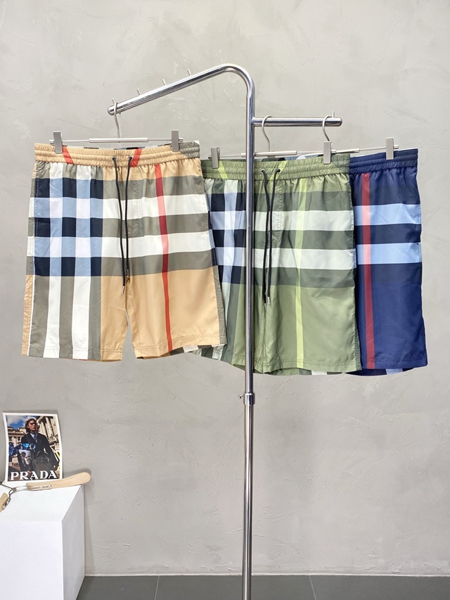버버리 체크 남성 밴딩 쇼츠 반바지 3칼라