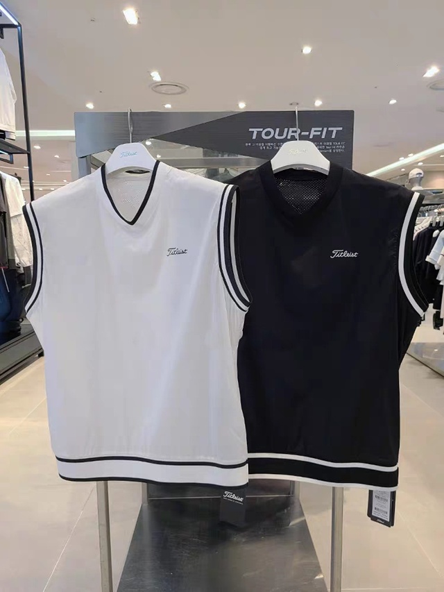 타이틀리스트 남성 민소매 니트 조끼 2칼라