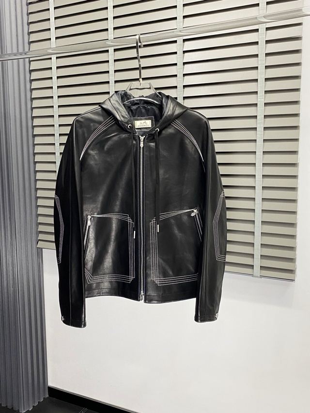 에르메스 후드 가죽 자켓 재킷