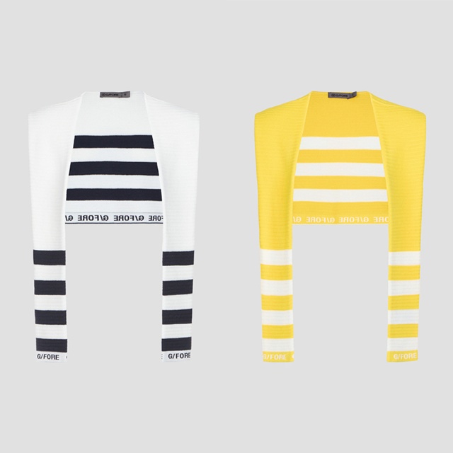 지포어 여성 스트라이프 어깨숄 가디건 2칼라