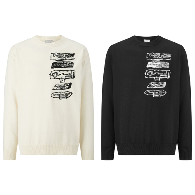 디올 크루넥 니트 스웨터 2칼라