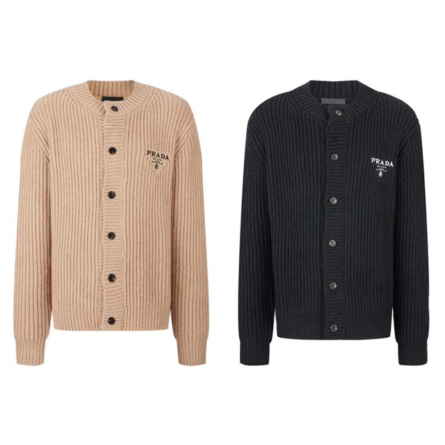 프라다 밀라노 자수로고 울 가디건 2칼라