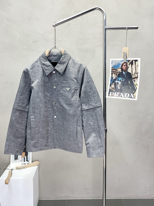 프라다 소매탈부착 셔츠 재킷