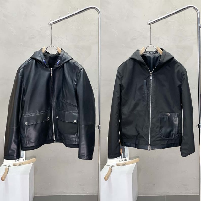 에르메스 리버서블 후드 가죽 자켓 재킷