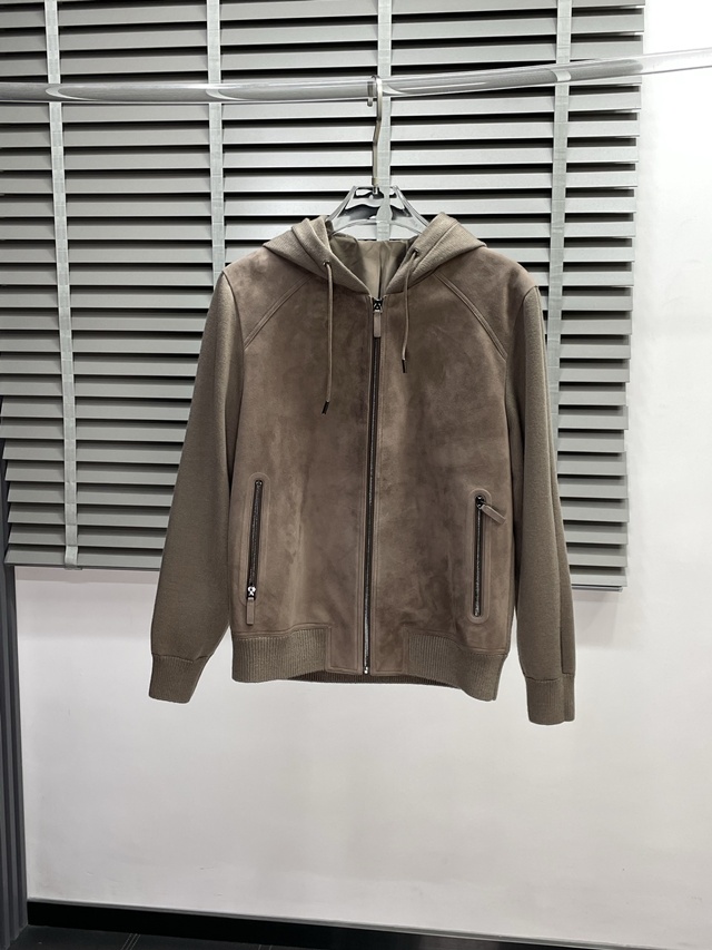 제냐 스웨이드 후드 가죽 자켓 재킷