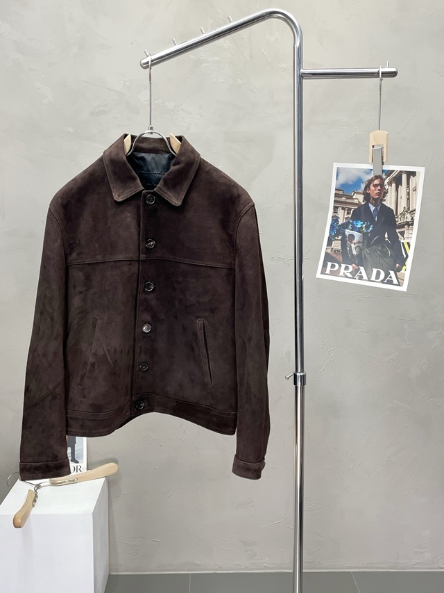 프라다 스웨이드 가죽 자켓 재킷