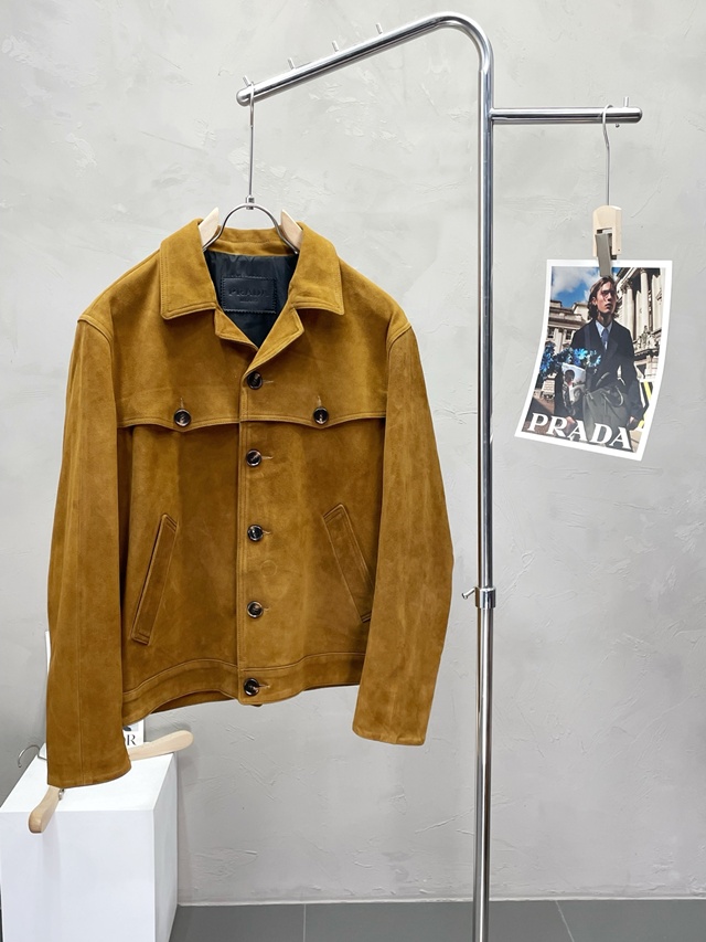 프라다 스웨이드 가죽 자켓 재킷