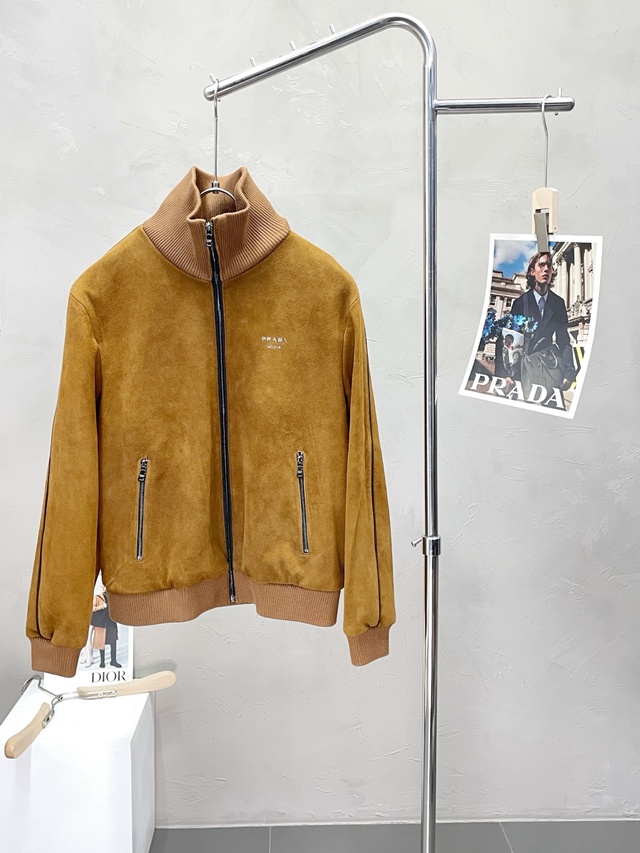 프라다 스웨이드 가죽 자켓 재킷