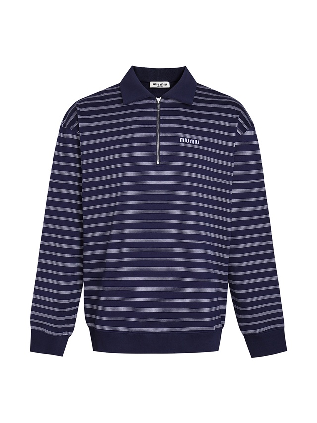 미우미우 스트라이프 지퍼 폴로 셔츠 MJL773