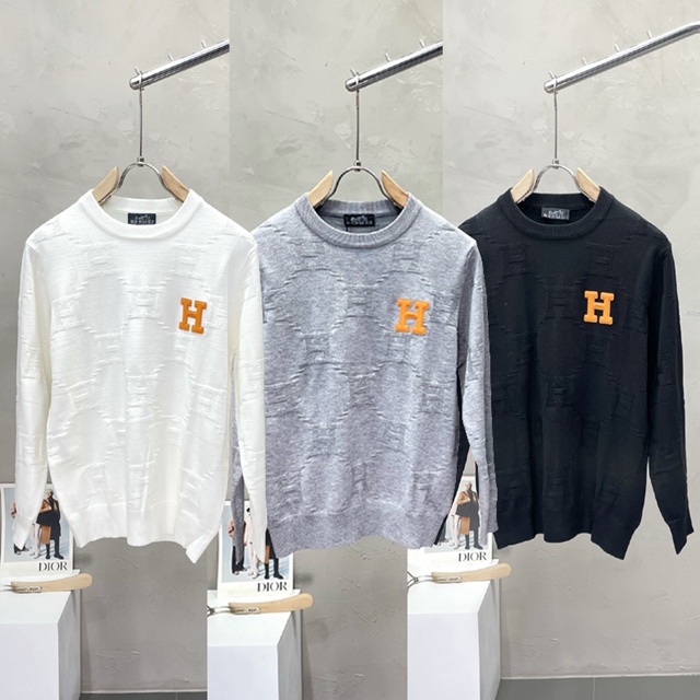 에르메스 크루넥 니트 스웨터 3칼라