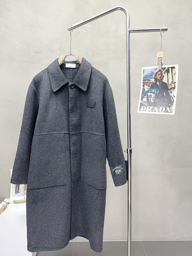 디올 모직 더블 롱 코트