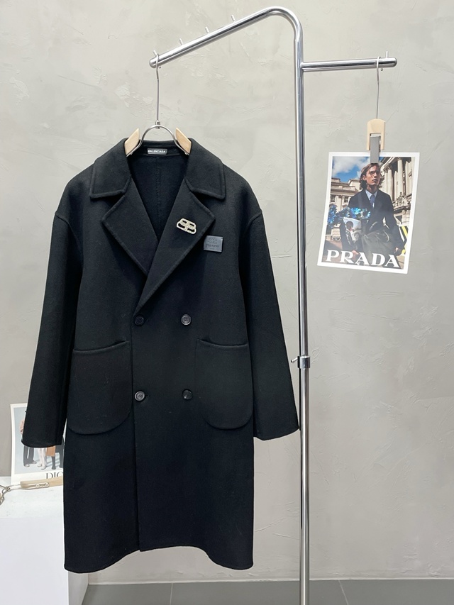 발렌시아가 모직 더블 롱 코트