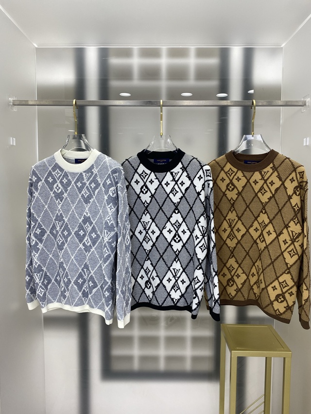 루이비통 모노그램 울 크루넥 니트 스웨터 3칼라