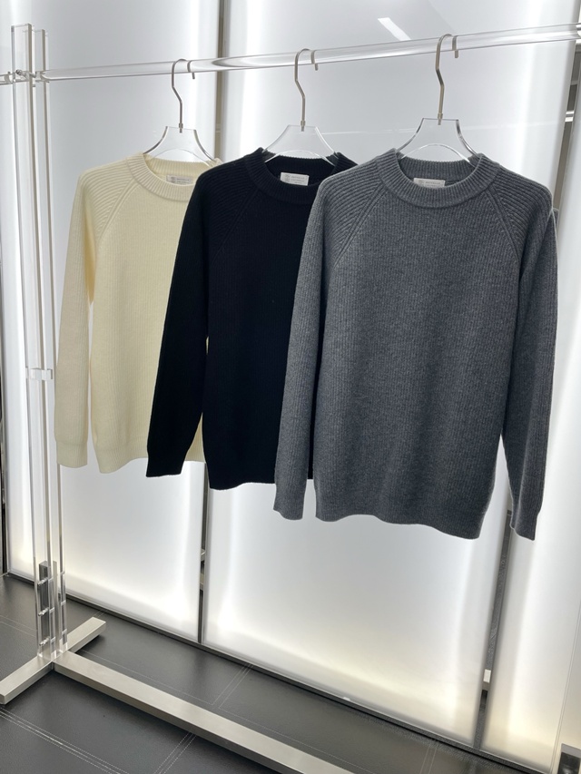 브루넬로 쿠치넬리 크루넥 니트 스웨터 3칼라