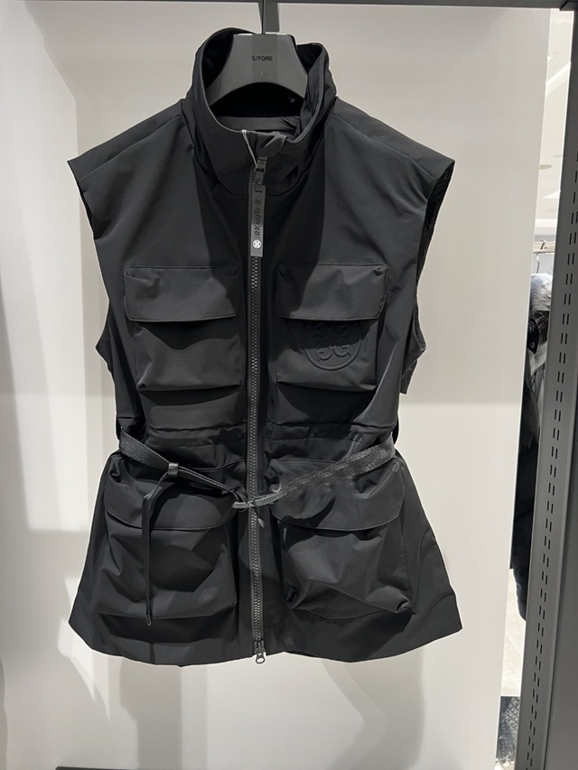 지포어 포켓 여성 롱 베스트 민소매 재킷